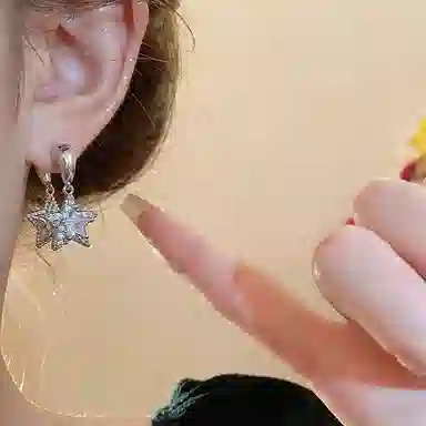 清脆小溪 法式轻奢超仙闪耀星星时尚气质百搭高级感精致小众设计感优雅气质百搭 锆石 耳钉 女款
