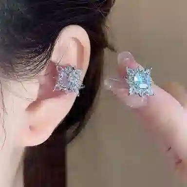 清脆小溪 气质爆星星轻奢小众设计感个性独特耳饰潮流美式风百搭 锆石 耳夹 女款