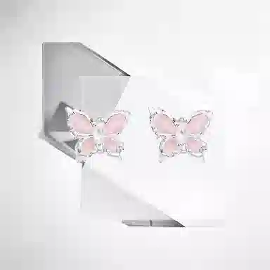 清脆小溪 梦幻蝴蝶 精致小巧甜美少女心 小众森系翩翩蝶舞温柔风 浪漫约会 优雅百搭#好运 合金 耳钉 女款