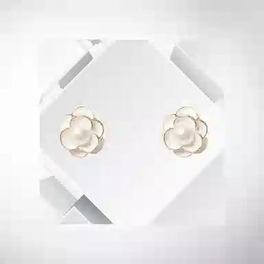 清脆小溪 山茶花温柔甜美高级气质复古法式风 小众设计超仙耳饰 森系小清新 日常百搭 合金 耳钉 女款