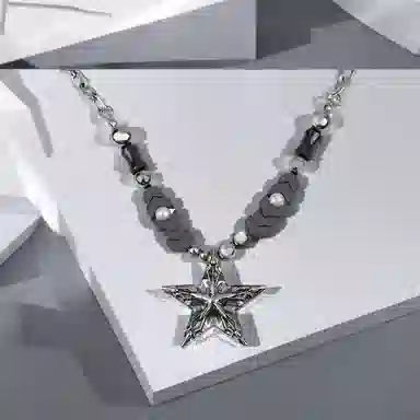 清脆小溪 哥特风欧美五角星 小众设计气质典雅简约高级嘻哈甜酷潮流 合金 项链 女款