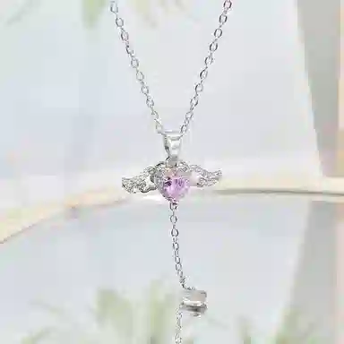 清脆小溪 丘比特之心浪漫天使粉色翅膀轻奢优雅气质精致小众设计高级感温柔风森系清新百搭 锆石 挂件 女款
