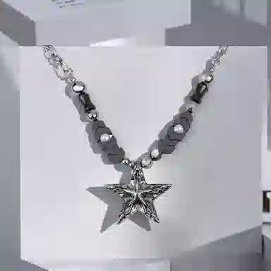 清脆小溪 哥特风欧美五角星 小众设计气质典雅简约高级嘻哈甜酷潮流 合金 项链 女款