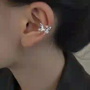 清脆小溪 翩翩起舞精灵耳饰超仙气质文艺甜美闪钻蝴蝶小众高级感设计个性百搭#好运 锆石 耳夹 女款