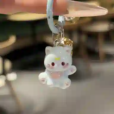 清脆小溪 可爱猫猫卡通铃铛创意小众设计萌趣俏皮日常通勤 树脂 挂件 男女同款情侣款