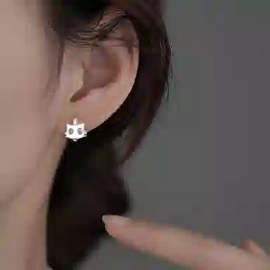 清脆小溪 可爱猫咪小众个性创意精致简约高级感氛围感温柔俏皮风日常通勤百搭 合金 耳环 女款