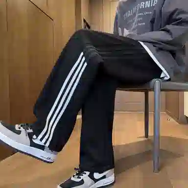 悍戈 美式潮牌秋季宽松直筒条纹运动卫裤 小众创意撞色设计 日常通勤百搭休闲裤 男女同款