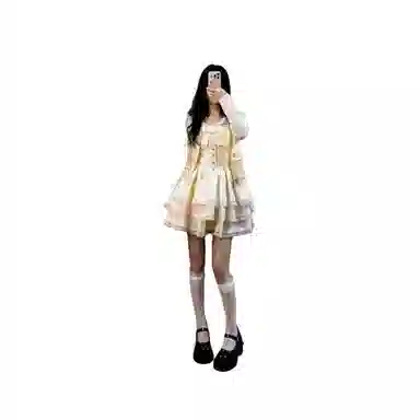 望莱仕 法式女夏季小个子甜美收腰公主蓬蓬蛋糕裙短裙吊带连衣裙 女款
