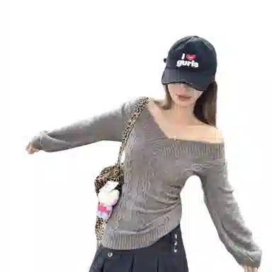 望莱仕 秋季纯欲长袖上衣设计感辣妹收腰针织衫 女款
