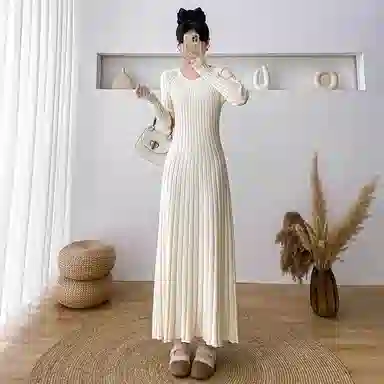 望莱仕 简约优雅休闲百搭长袖连衣裙 女款