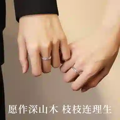 【999足银|木与枝】可定制刻字 支持异地恋分开发货 匆匆那年 轻奢高级感 小众设计 高端简约时尚百搭 纯银 戒指 男女同款情侣款