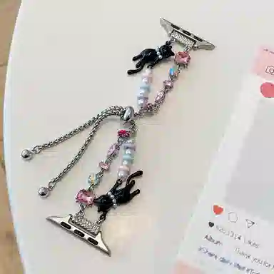 嘉丽兴 表带 苹果适用 金属 串珠材质 可爱金属串珠表带男女通用