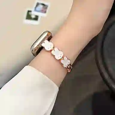 嘉丽兴 表带 苹果适用 金属材质 可爱小白兔表链时尚小众男女通用