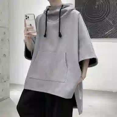 金贝勒 美式高街暗黑系痞帅中长款学院风连帽斗篷大码百搭休闲宽松重磅垂感外套卫衣 男女同款