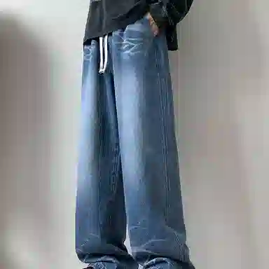 悍戈 美式复古宽松直筒百搭休闲显高显瘦潮牌长裤牛仔裤 男女同款