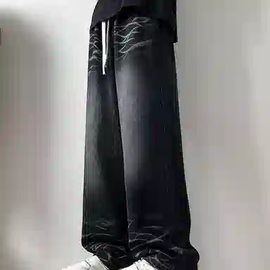悍戈 美式复古宽松直筒百搭休闲显高显瘦潮牌长裤牛仔裤 男女同款