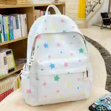 森马 可爱星星轻便书包小清新简约百搭背包森系 尼龙 双肩包 常规 女款 多色