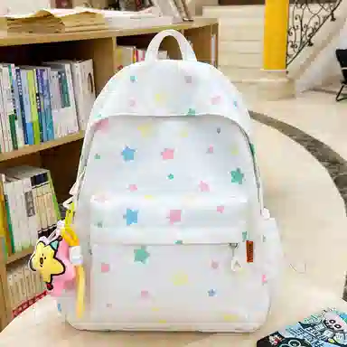 森马 可爱星星轻便书包小清新简约百搭背包森系 尼龙 双肩包 常规 女款 多色