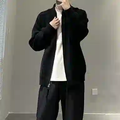 悍戈 美式复古慵懒风立领拉链开衫春秋季休闲百搭高级感穿搭针织衫 男女同款