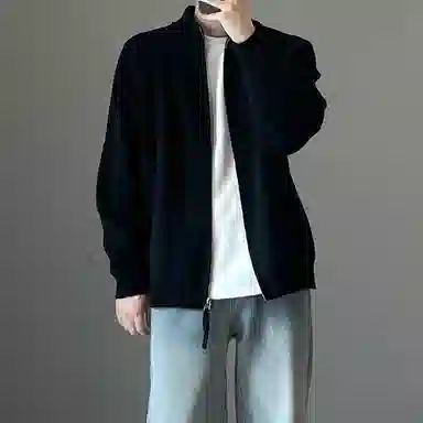 悍戈 美式复古慵懒风立领拉链开衫春秋季休闲百搭高级感穿搭针织衫 男女同款