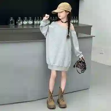 帕兰朵卫衣 潮流时尚百搭洋气韩版大版露肩上衣 青少年