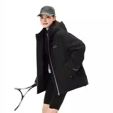 鸭鸭 新山系系列 户外运动轻量化高透湿透气防风雨防水防油污保暖耐磨连帽拼接撞色外套羽绒服 女款