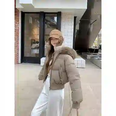 FTTHR Vintage Fur Collar Hoodie Coat