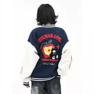悍戈 美式复古潮流学院风情侣休闲棒球领外套夹克 男女同款