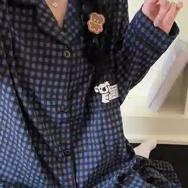 静英鸾 翻领卡通考拉格子时尚甜美风休闲舒适家居服睡衣礼盒 女款