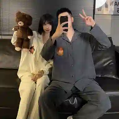 静英鸾  翻领卡通小狗甜美风休闲舒适家居服睡衣礼盒 男女同款