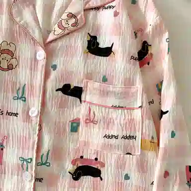 静英鸾 斑点狗满印翻领设计简约舒适可外穿家居服睡衣套装 女款