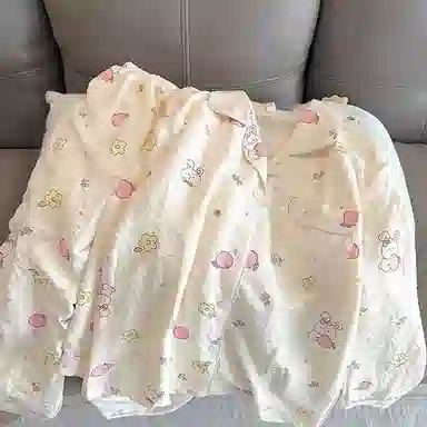 静英鸾 可爱小兔子图案简约透气舒适可外穿家居服睡衣套装 女款