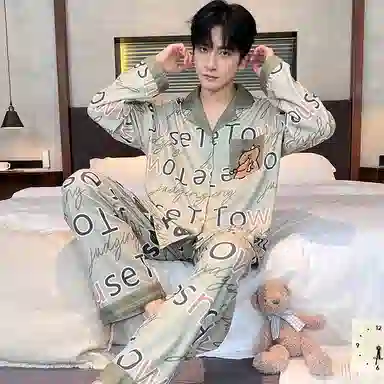 静英鸾 德绒长袖长裤翻领开衫可爱卡通卡皮巴拉休闲家居服秋冬季睡衣套装 男款