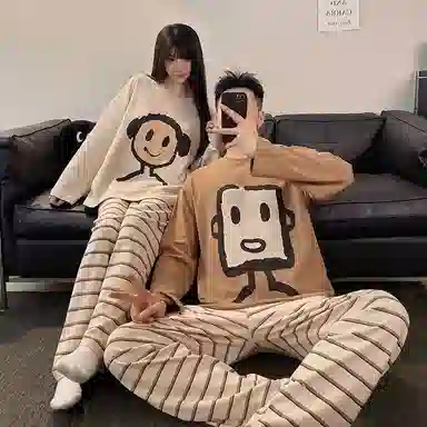 静英鸾 卡通人物甜美风休闲舒适家居服睡衣套装 男女同款