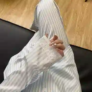静英鸾 长袖长裤翻领设计简约条纹轻盈家居服睡衣礼盒 女款