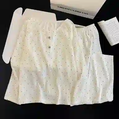 静英鸾 秋冬季圆领彩虹波点甜美风休闲舒适家居服睡衣套装 女款