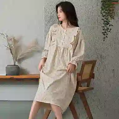 静英鸾 带胸垫甜美可爱简约时尚柔软舒适家居服睡裙 女款