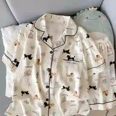 静英鸾 可爱甜美风宽松短袖短裤休闲家居服睡衣套装 女款