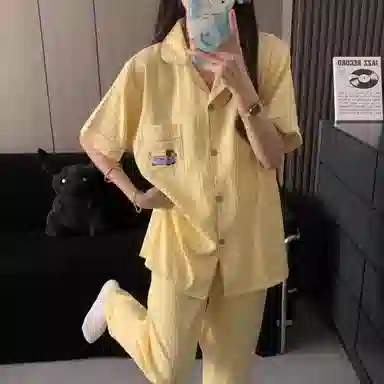 静英鸾 家居女休闲风短袖三件套亲肤透气服睡衣礼盒 女款