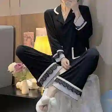 静英鸾 舒适简约优雅高级感长袖翻领家居服睡衣套装 女款