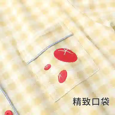 静英鸾 休闲时尚翻领简约格子卡通番茄亲肤舒适可外穿家居服睡衣套装 女款