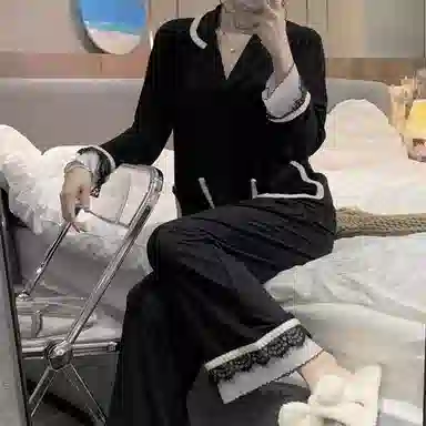 静英鸾 舒适简约优雅高级感长袖翻领家居服睡衣套装 女款