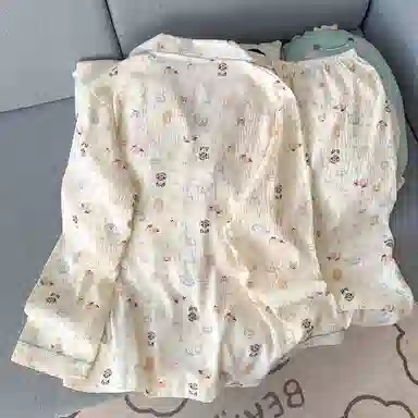 静英鸾 简约长袖卡通卷毛小狗满印休闲风家居服睡衣套装 女款