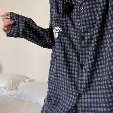 静英鸾 翻领卡通考拉格子时尚甜美风休闲舒适家居服睡衣礼盒 女款