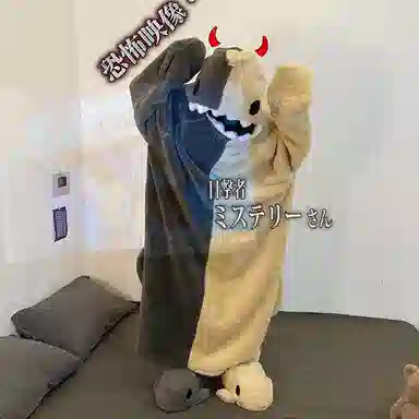 静英鸾 可外穿卡通小鲨鱼连帽长袖保暖家居服睡袍 女款