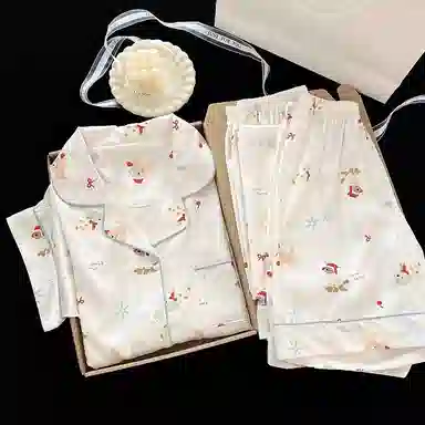 静英鸾 家居女舒适简约休闲风短袖三件套服睡衣套装 女款