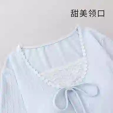 静英鸾 带胸垫简约甜美可爱蝴蝶结亲肤舒适家居服睡衣套装 女款