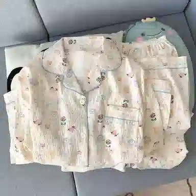 静英鸾 简约长袖卡通卷毛小狗满印休闲风家居服睡衣套装 女款