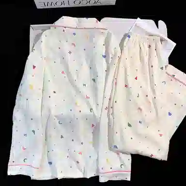 静英鸾 简约彩色波点舒适亲肤透气可外穿休闲居家服睡衣礼盒 女款