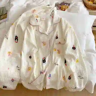 静英鸾 可爱企鹅慵懒甜美风休闲舒适家居服睡衣套装 女款